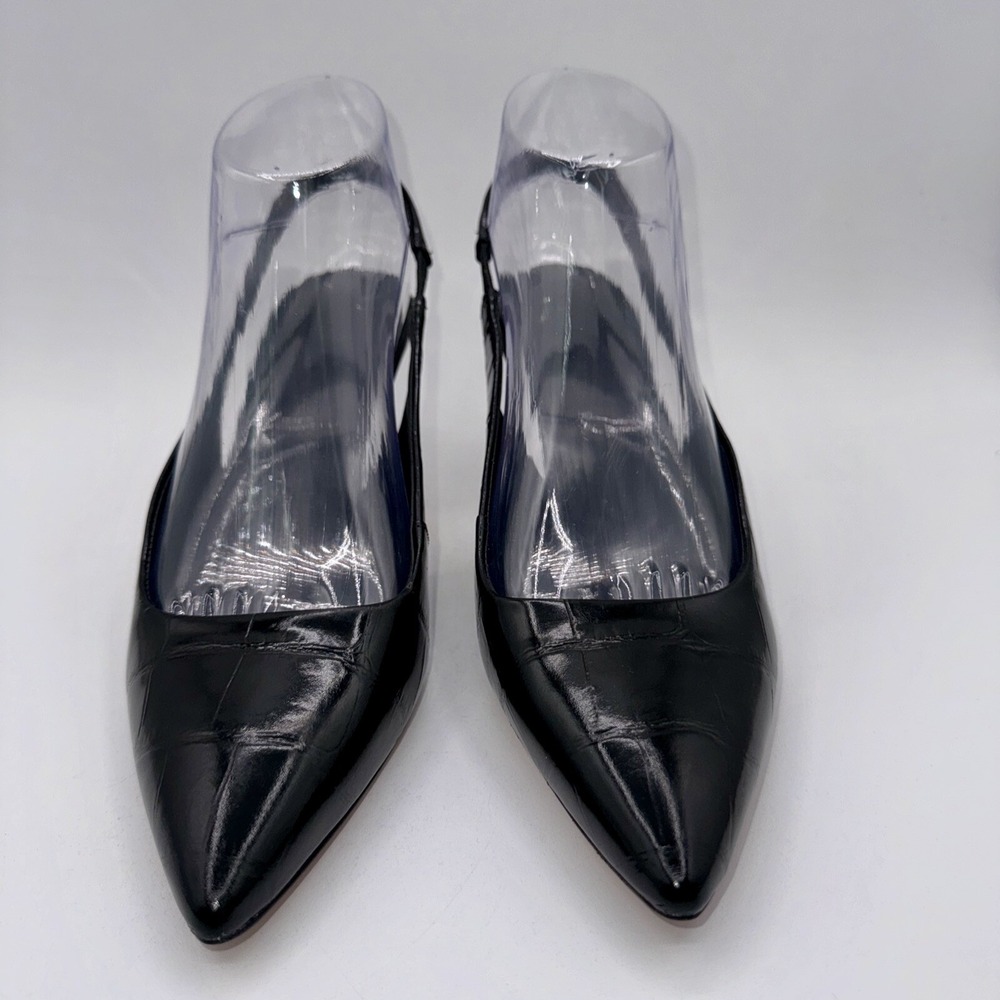 Vince. Patrice Pumps Women's Size 7.5 Crocodile Embossed Black Leather - Picture 12 of 13